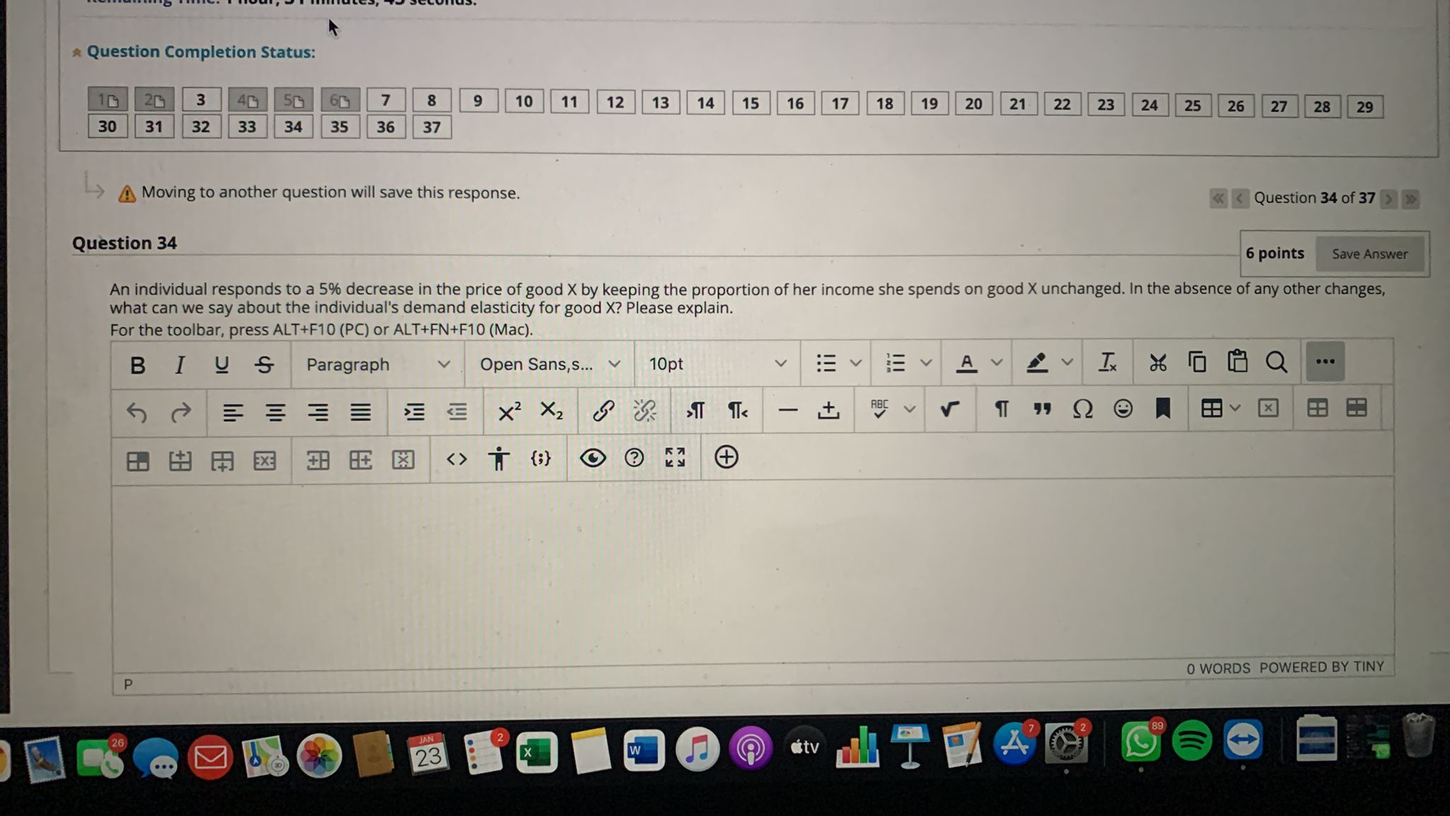 * Question Completion Status: 20 3 7 8 9 10 11