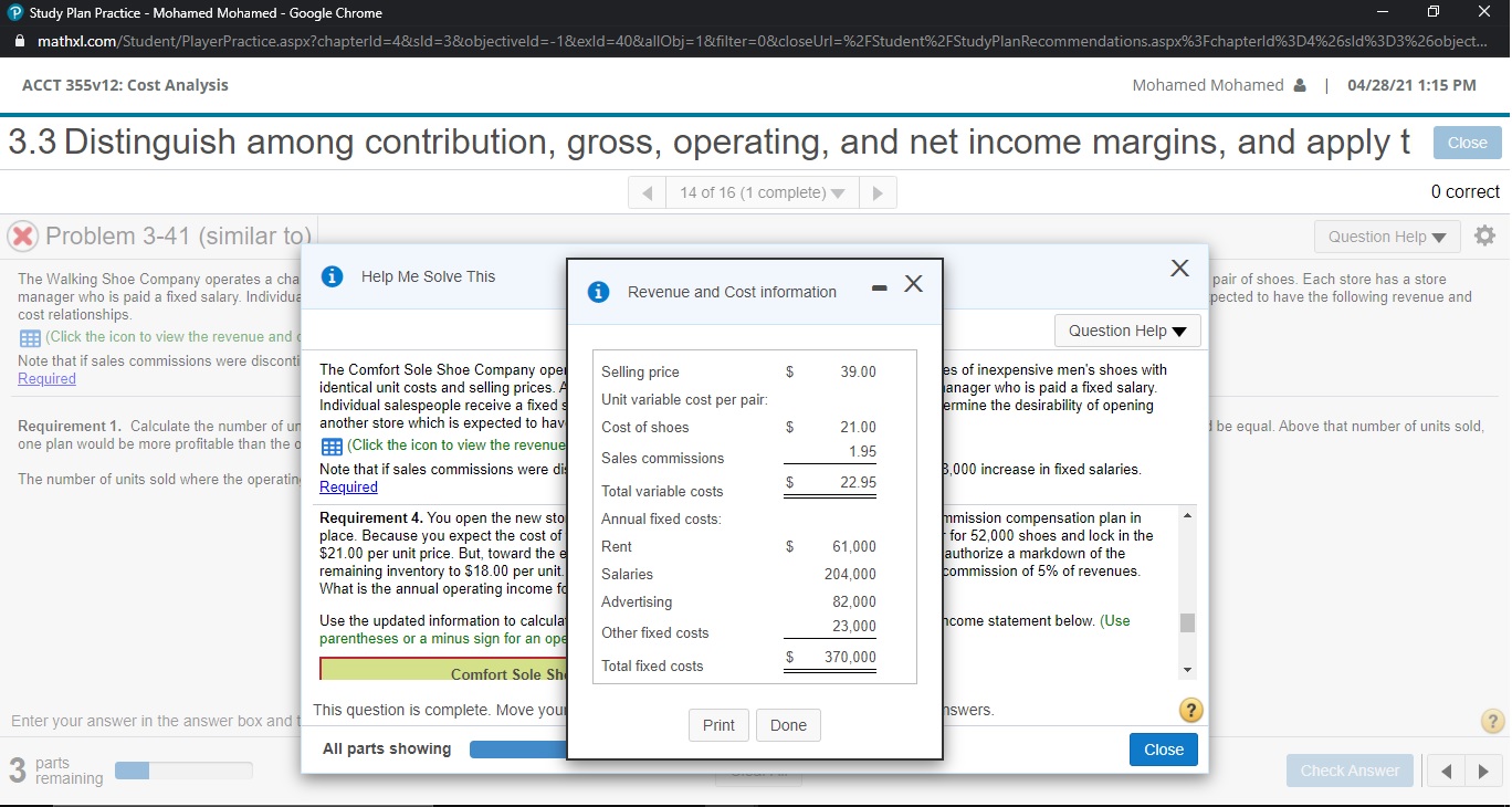  Study Plan Practice - Mohamed Mohamed - Google Chrome X mathxl.com/Student/PlayerPractice.aspx?chapterld=48isld=3&objectiveld=-18texld=40&allObj=1&filter=0&closeUrl=%2FStudent%2FStudyPlanRecommendations.aspx%3Fchapterld%3D4%26sld%3D3%26object..