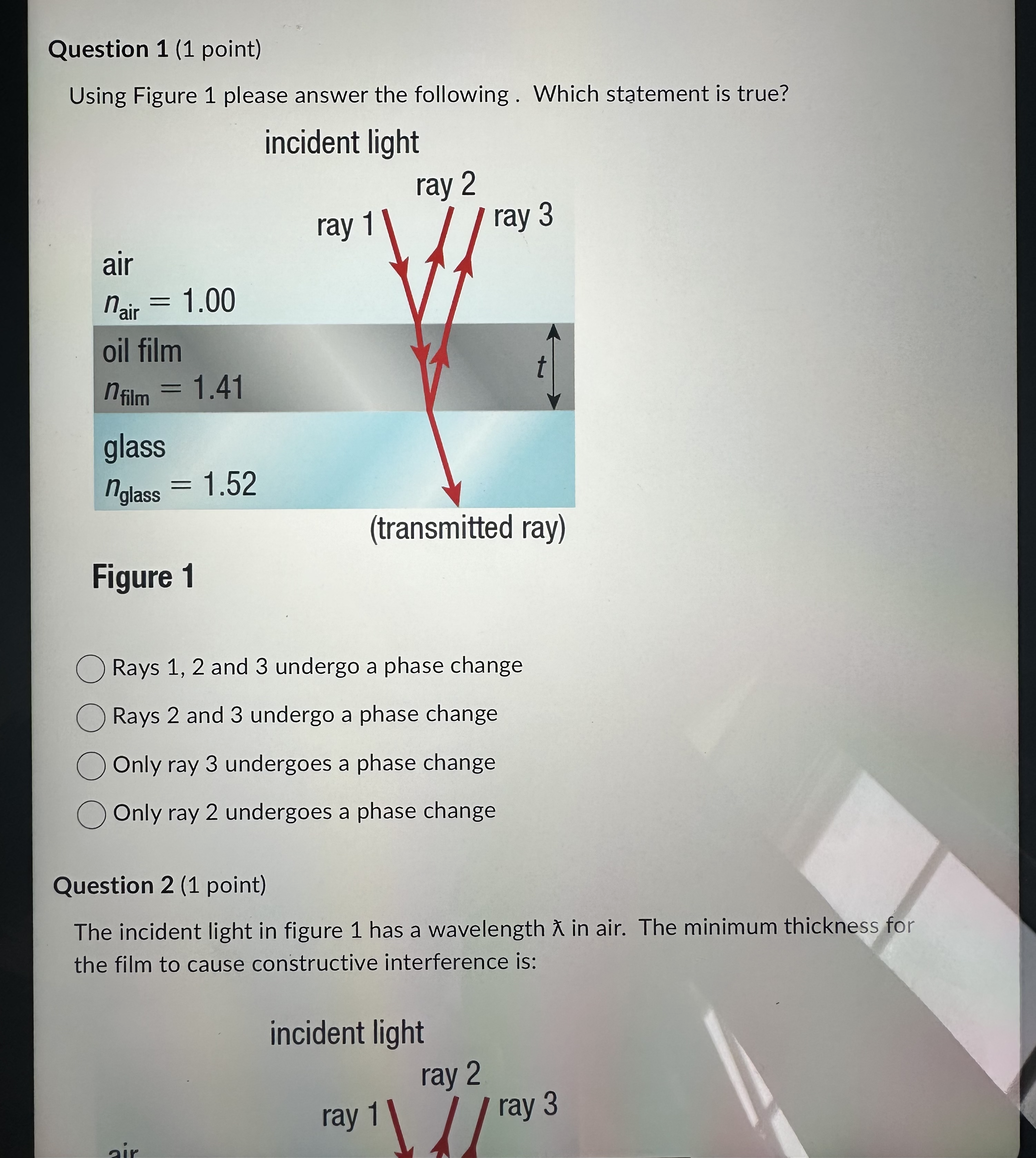 The minimum thickness to see the light is exactly 4 wavelengths thick
