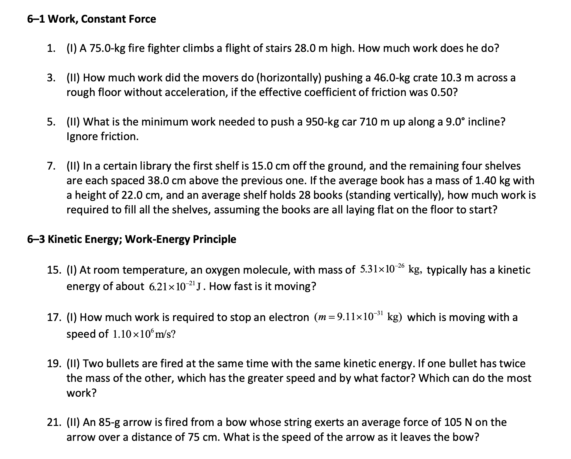 Handwrit/e and show all steps and work 61 Work, Constant Force 1.