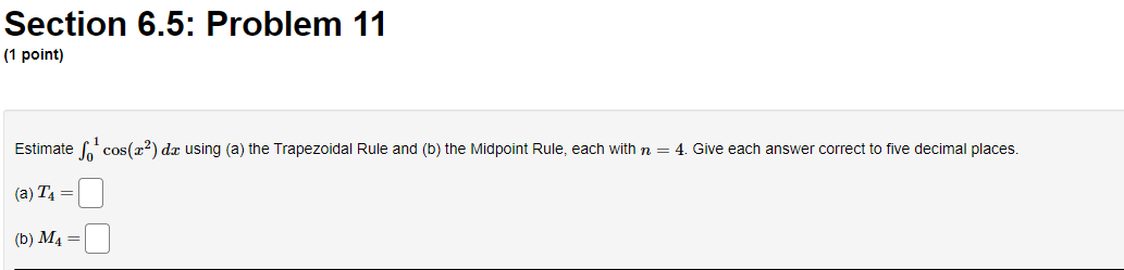integral and value of n, approximate the following integral using the methods
