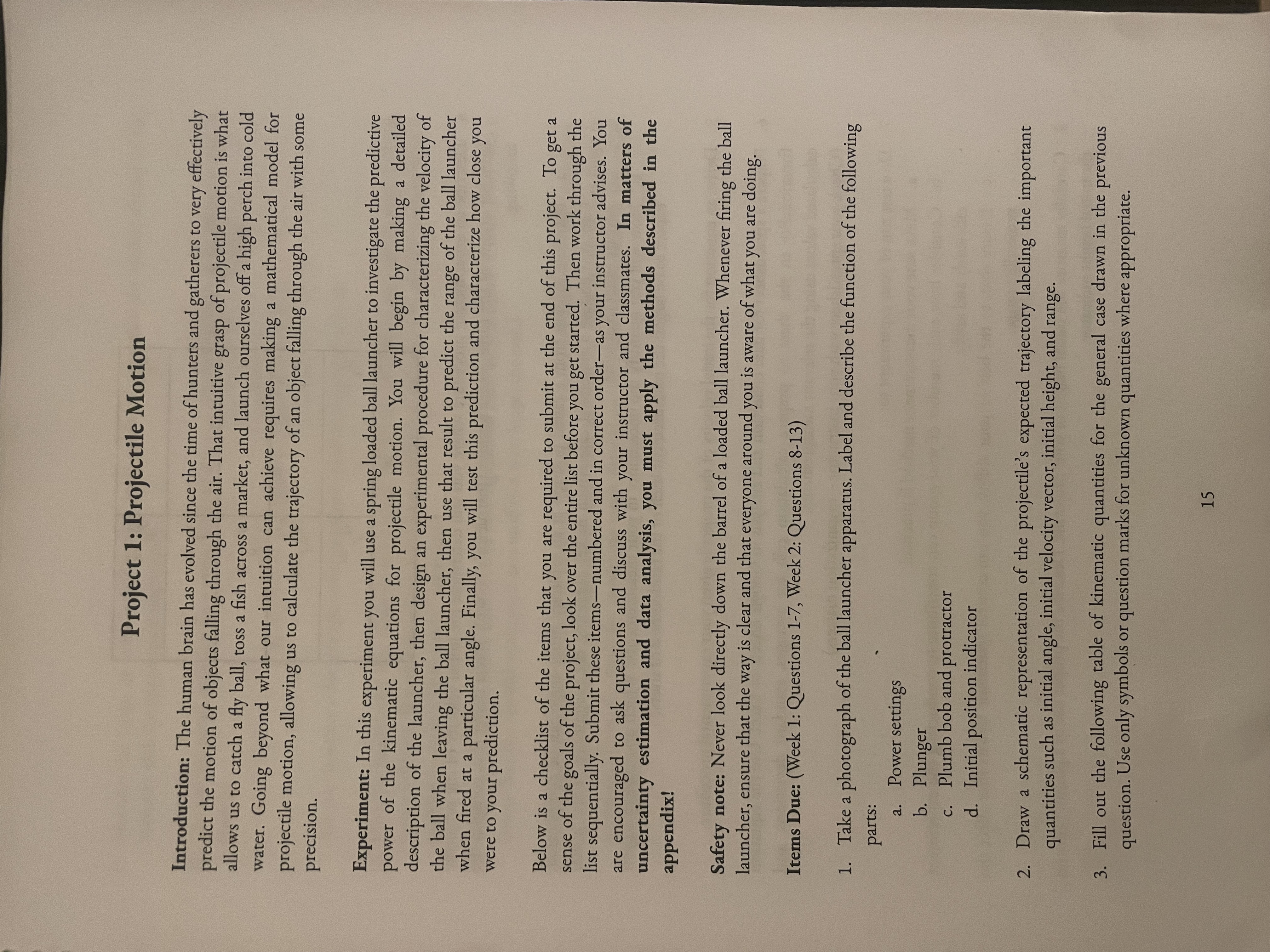  Project 1: Projectile Motion Introduction: The human brain has evolved since