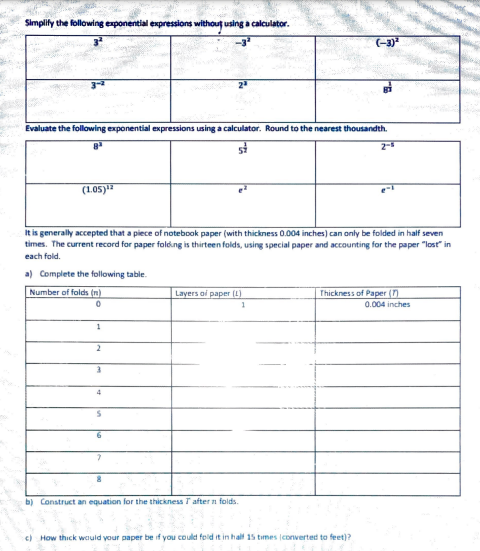 Simplify the following exponential expressions without using a calculator. (-3) Evaluate