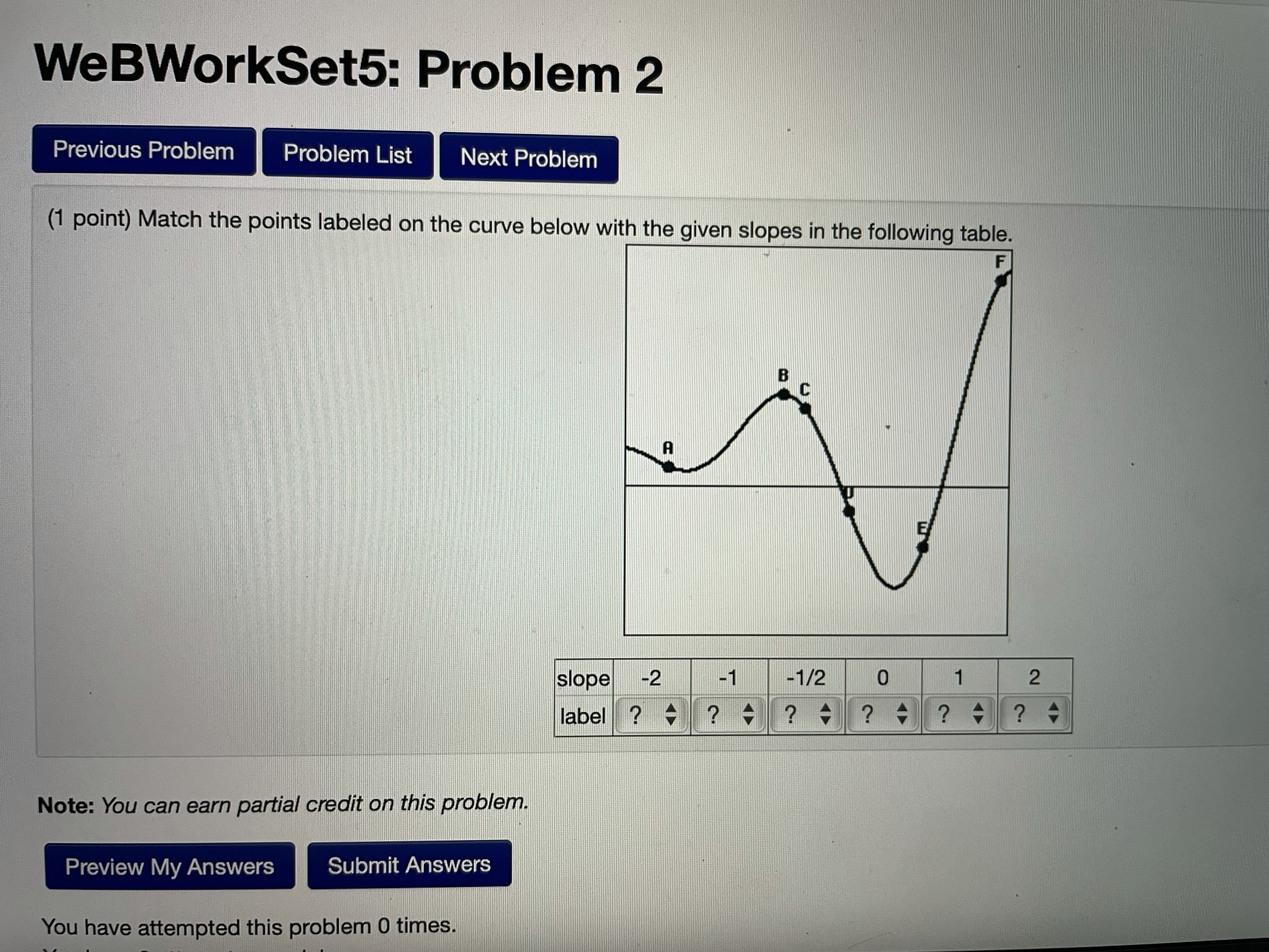 ? WeBWorkSet5: Problem 2 Previous Problem Problem List Next Problem (1 point)