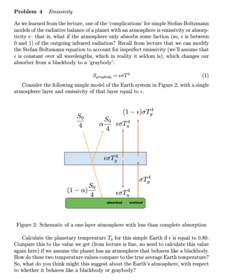 Problem 4 Emissimty As we learned from the lecture, one of