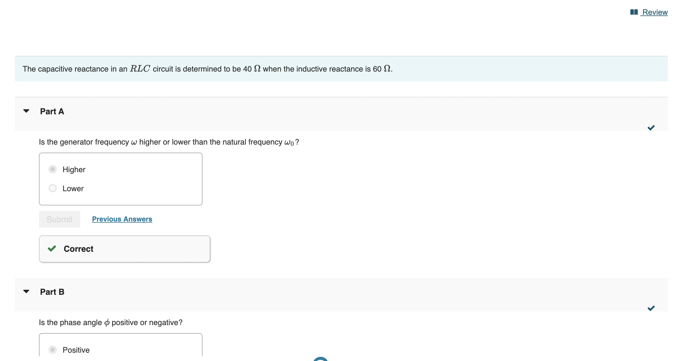 I Review The capacitive reactance in an RLC circuit is determined