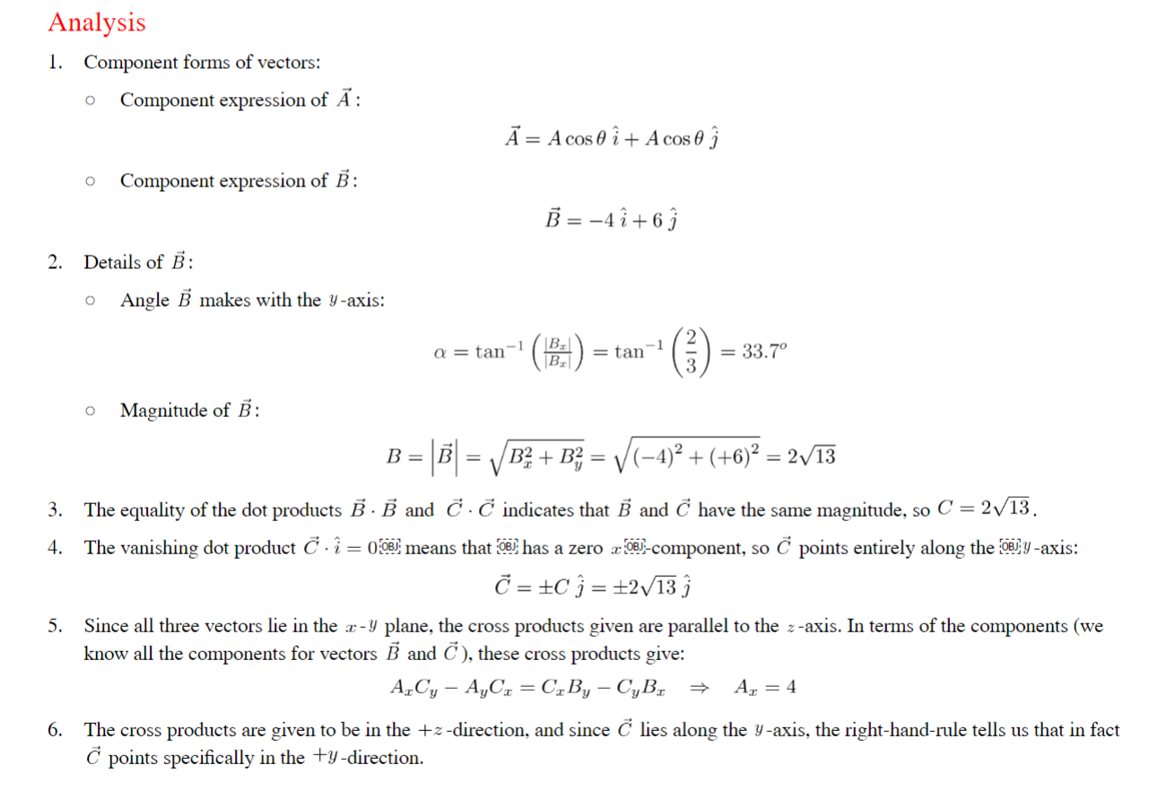 three vectors shown are dimensionless (their lengths are pure numbers with no