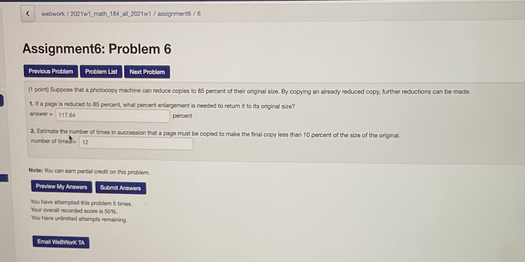 < webwork/2021w1_math_184_all_2021w1 / assignment6 / 6 Assignment6: Problem 6 Previous Problem Problem