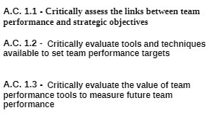 A.C. 1.1 - Critically assess the links between team performance and