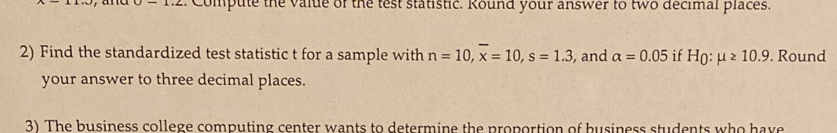 Show steps please ompute the value of the test statistic. Round your