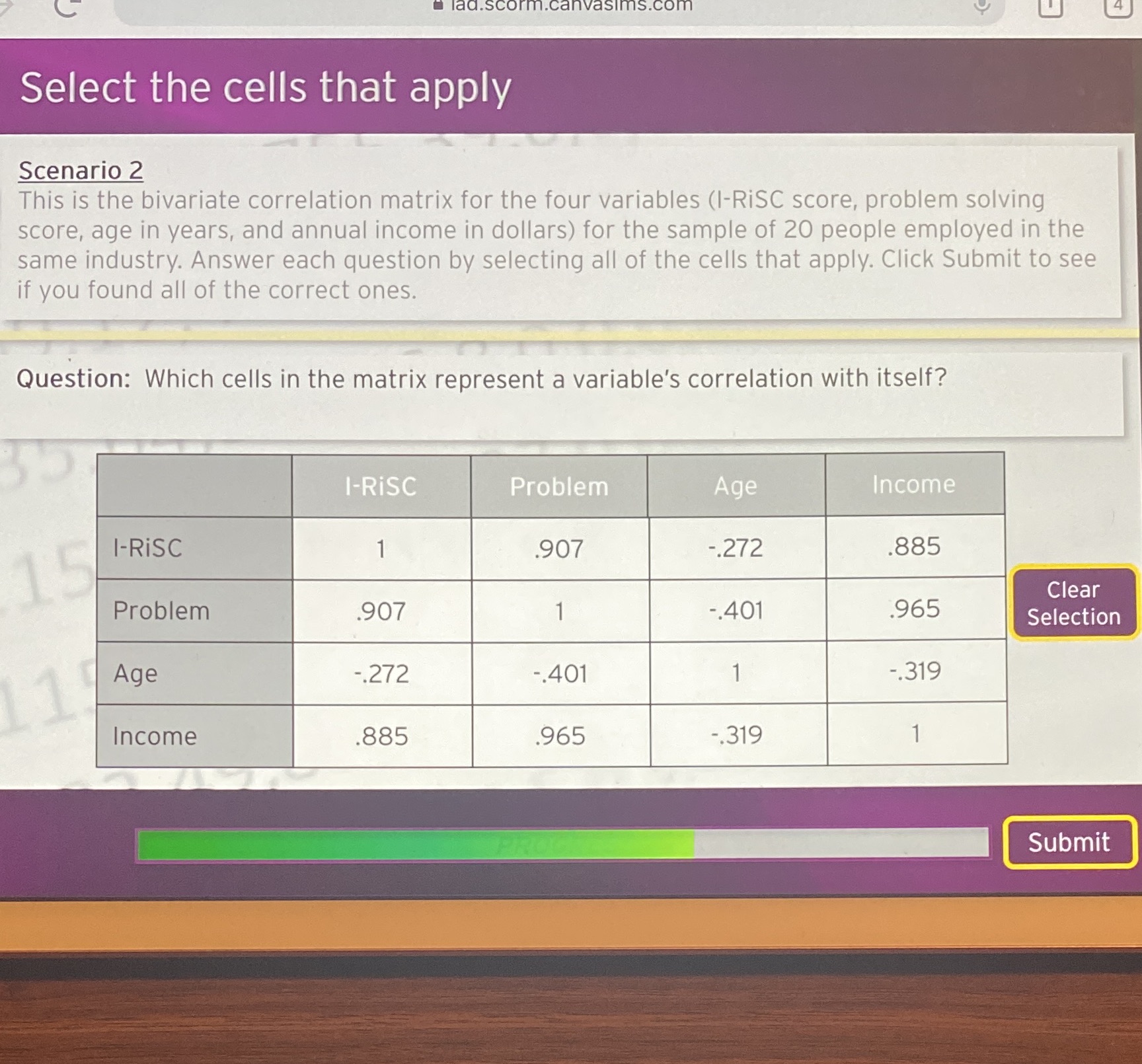  Select the cells that apply Scenario 2 This is the bivariate