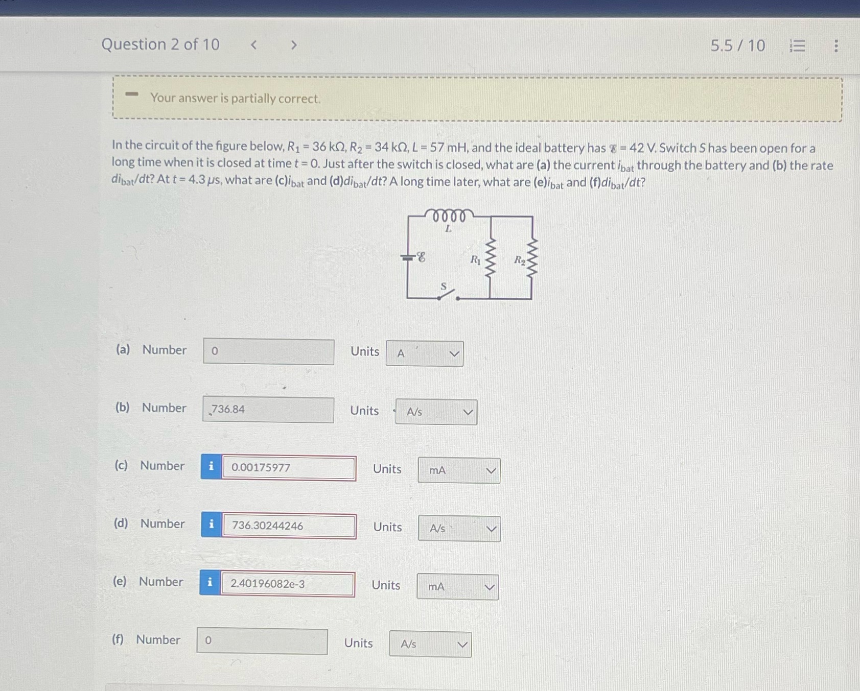 Question 2 of 10 Your answer is partially correct. 5.5/10 In the