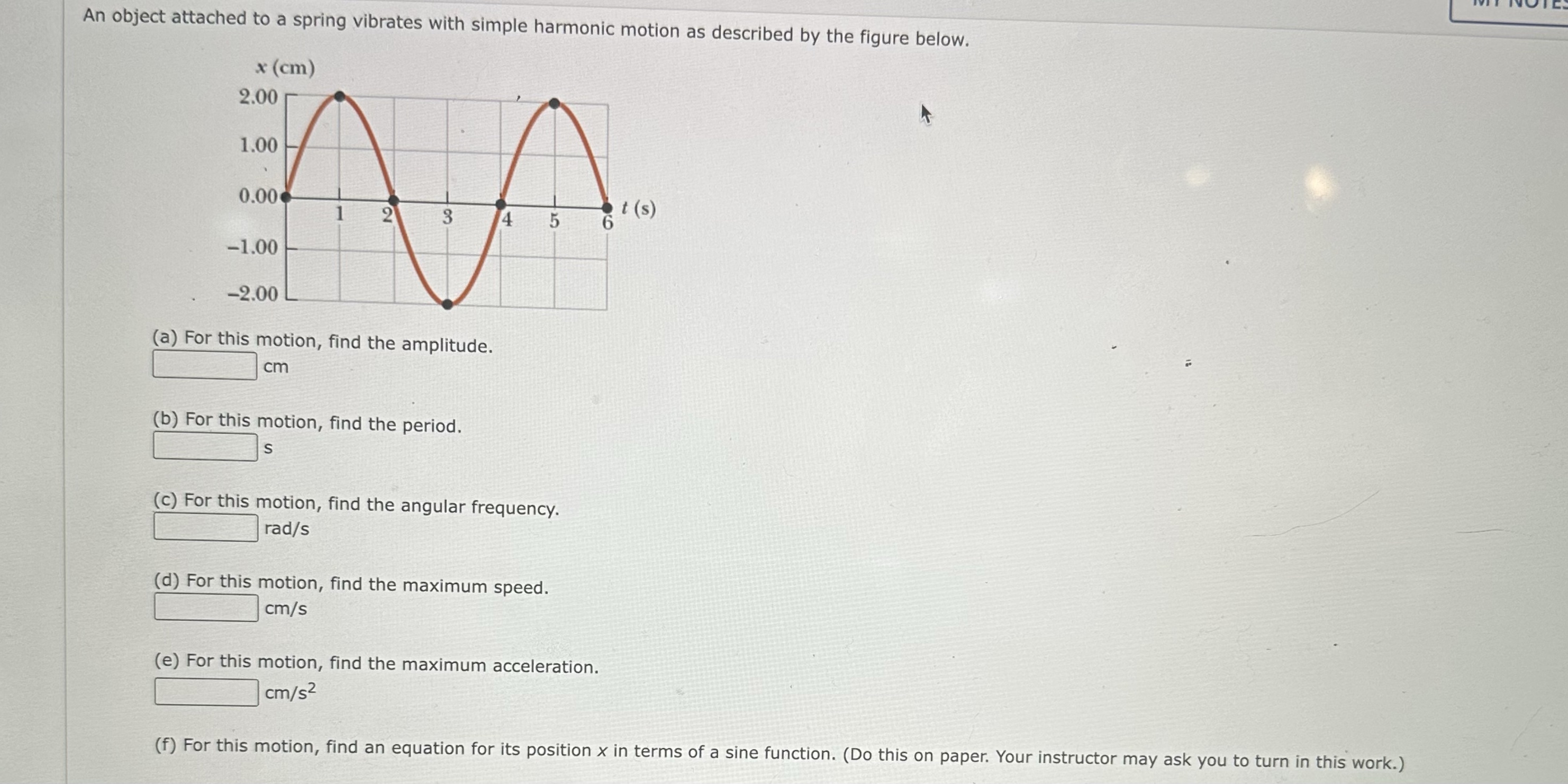  An object attached to a spring vibrates with simple harmonic motion