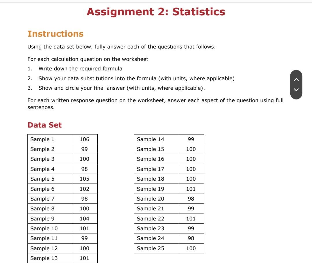 each of the questions that follows. For each calculation question on the