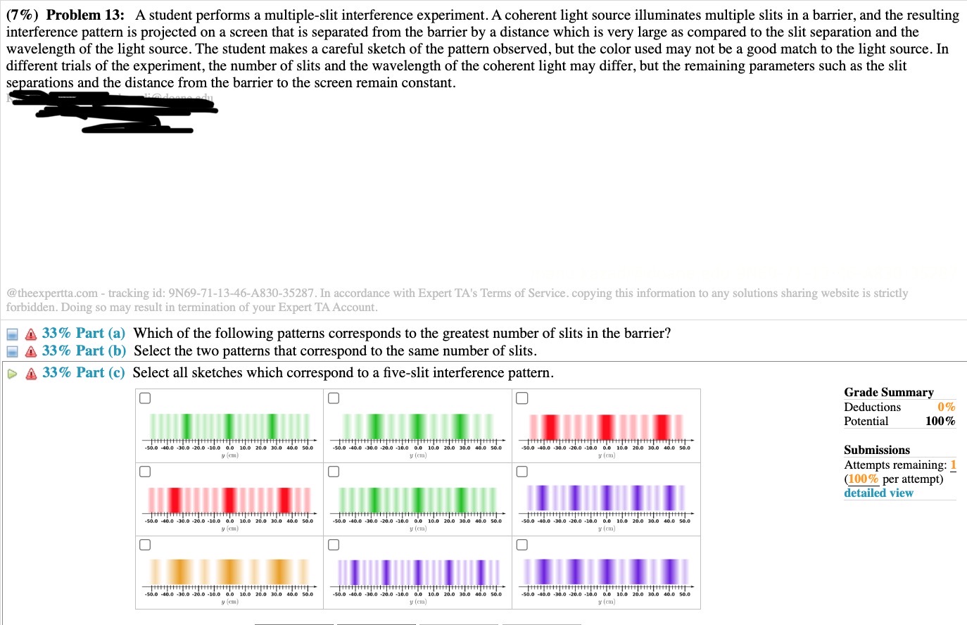 interference pattern is projected on a screen that is separated from the