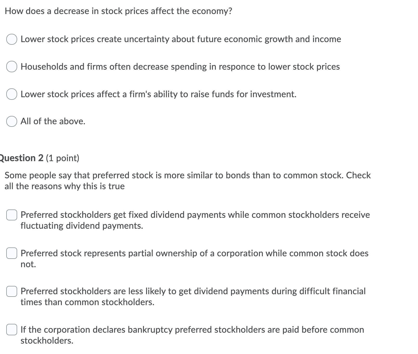 please explain How does a decrease in stock prices affect the economy?