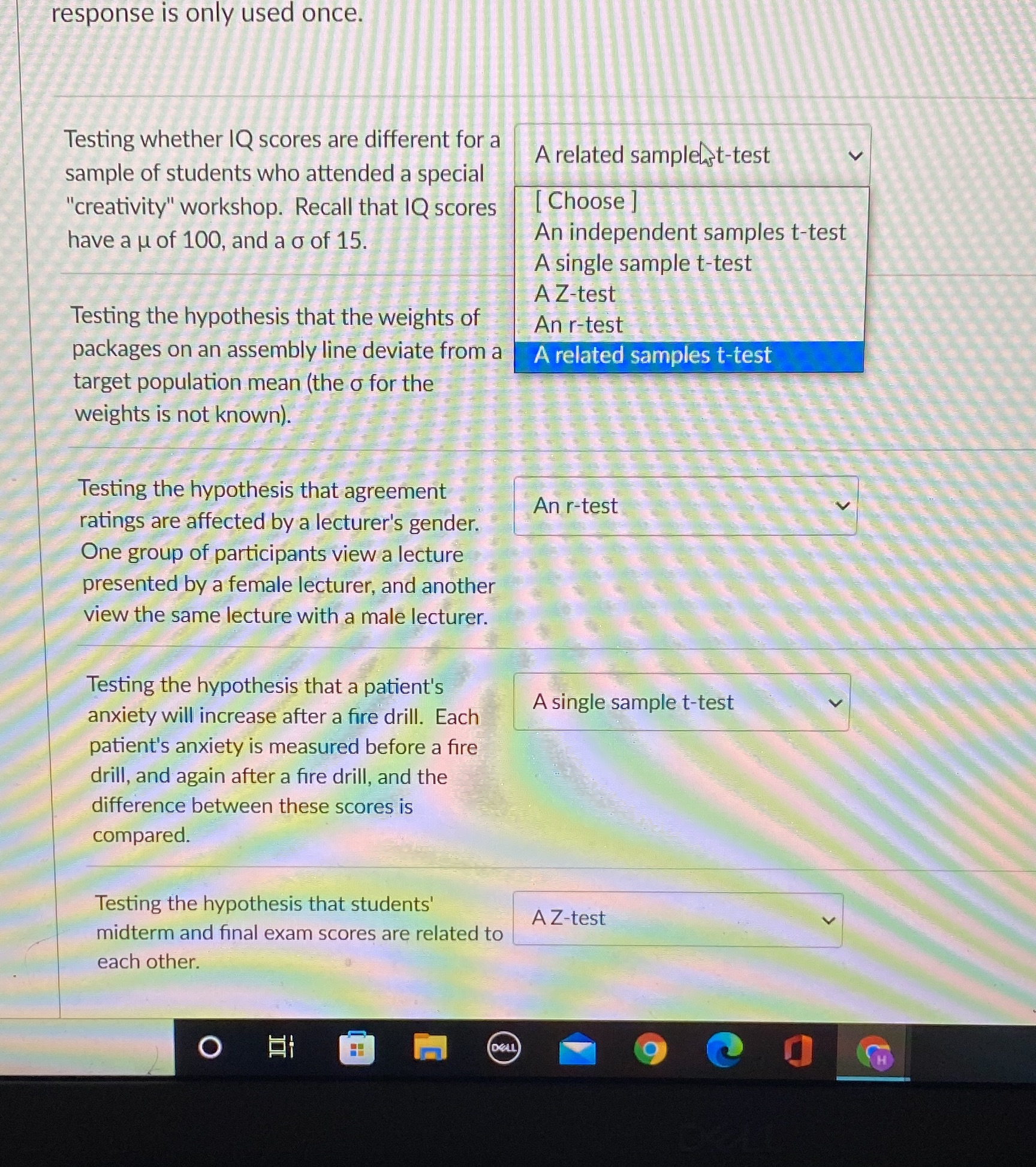 response is only used once. Testing whether IQ scores are different