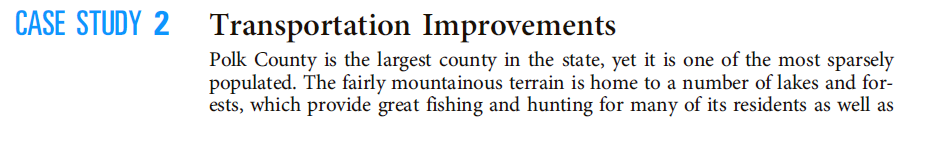 Transportation Improvements (Case Study) CASE STUDY 2 Transportation Improvements Polk County is