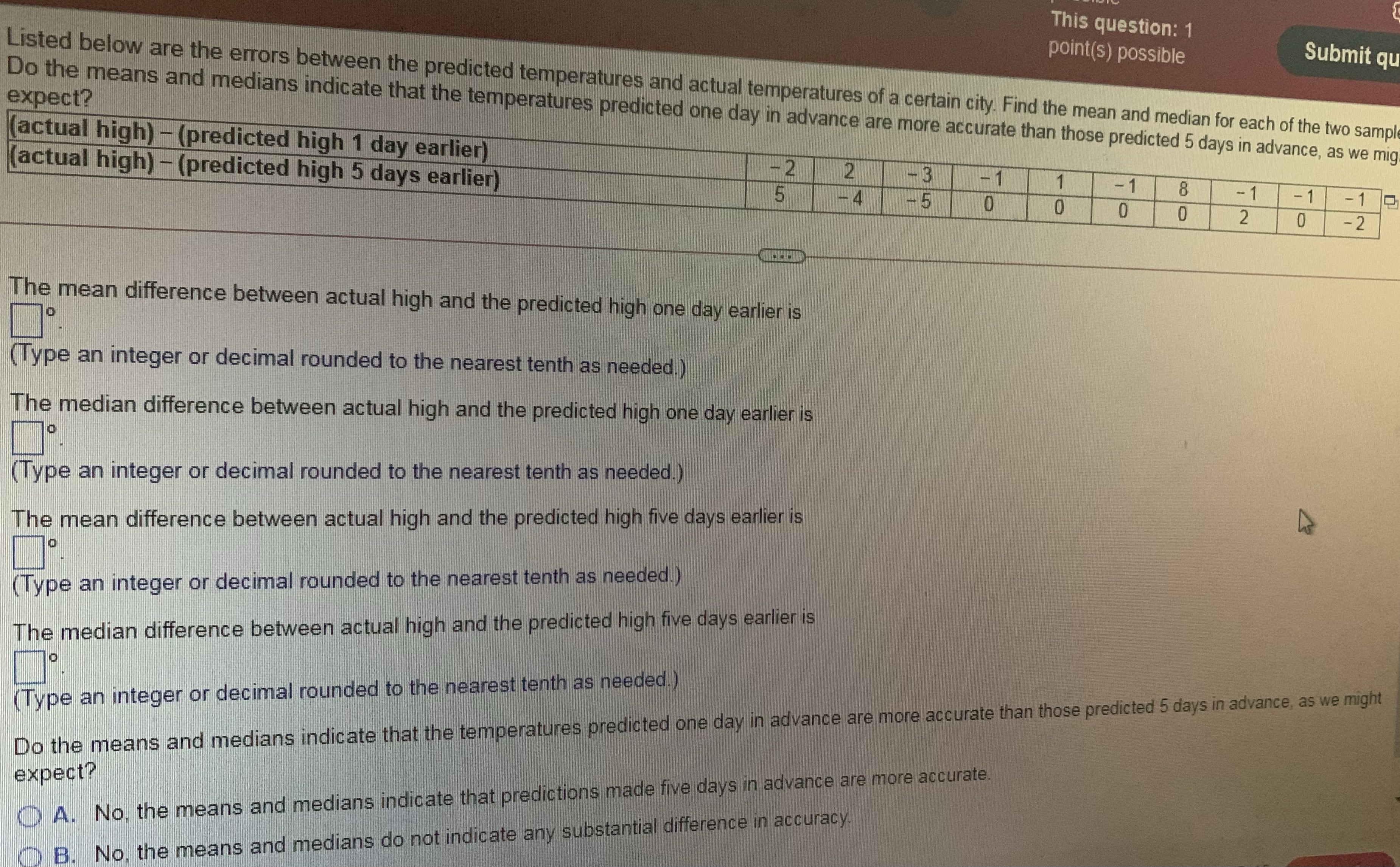  This question: 1 point(s) possible Submit qu Listed below are the