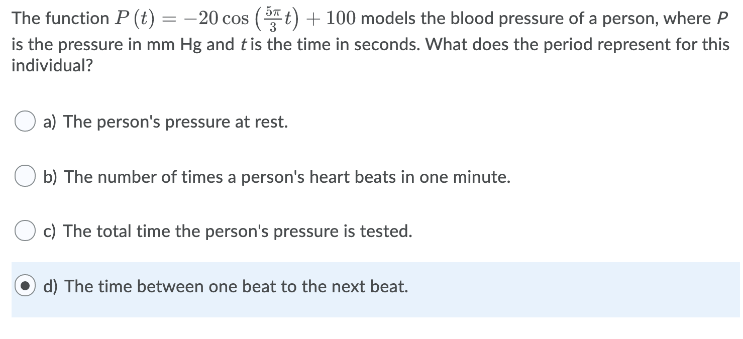  The function P (t) = 20 cos (5&2?) | 100 models