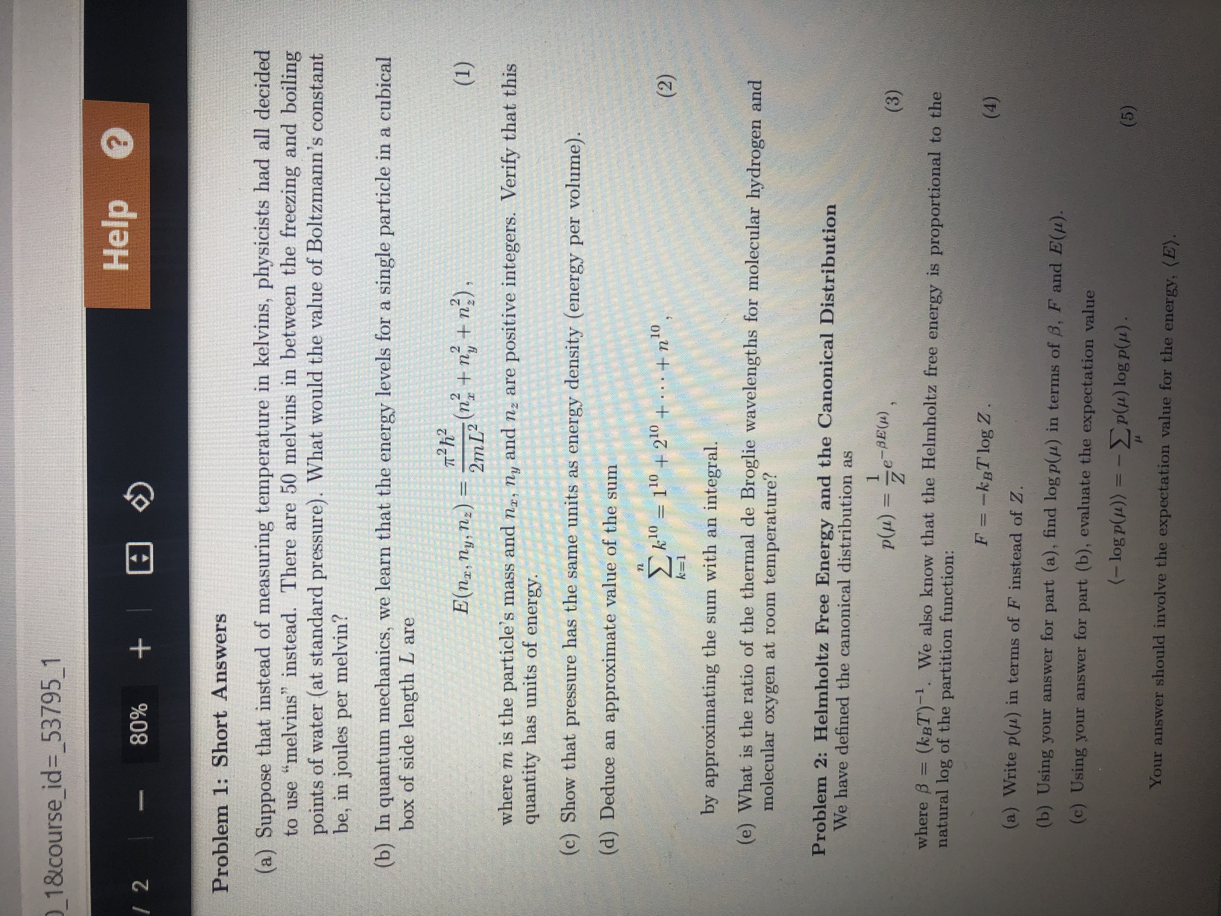 Can get the solution for these physics problems? The subject is thermodynamics.Recommended