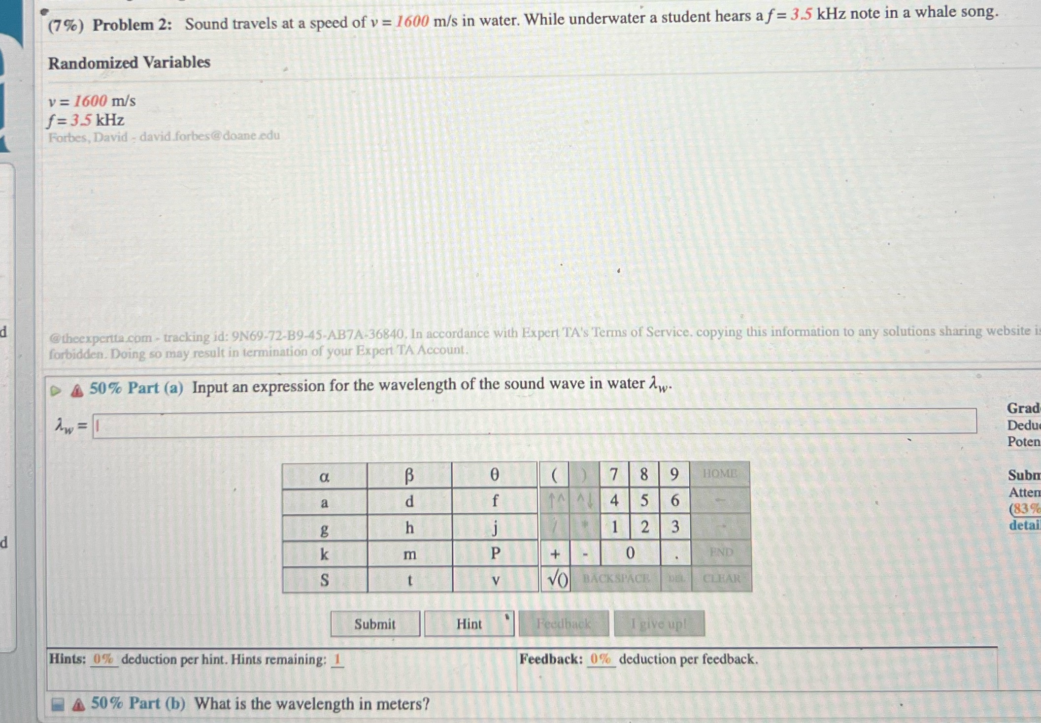 answer both a and b please (7%) Problem 2: Sound travels at