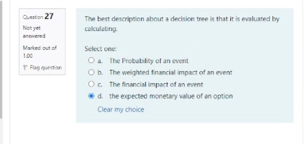 example of: Flag question Select one: O a. Risk Avoidance O b.
