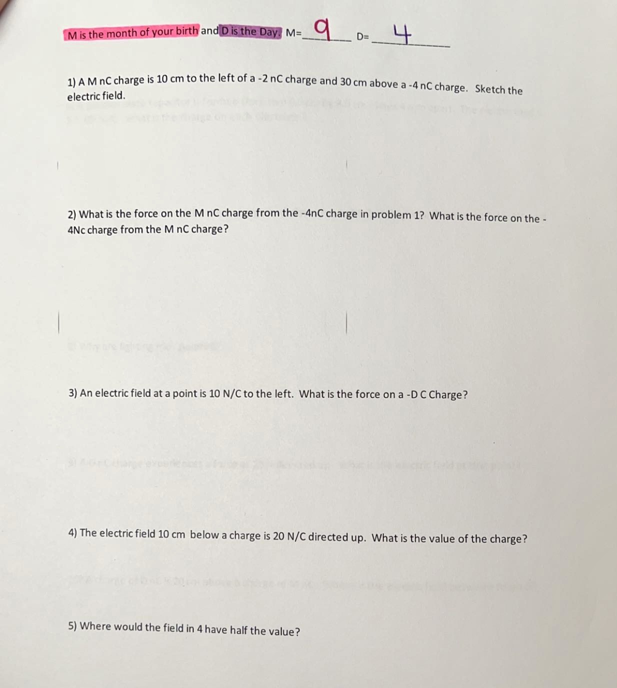 PLEASE HELP! Using the highlighted information at the top for necessary questions,