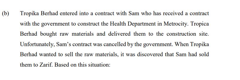 (i) Write ONE (1) issue. [2 marks](ii) Apply ONE (1) relevant provision