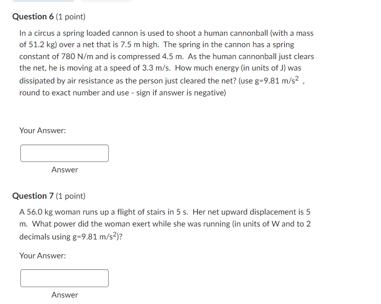 string does no work Question 2 {1 point) A pendulum is pulled