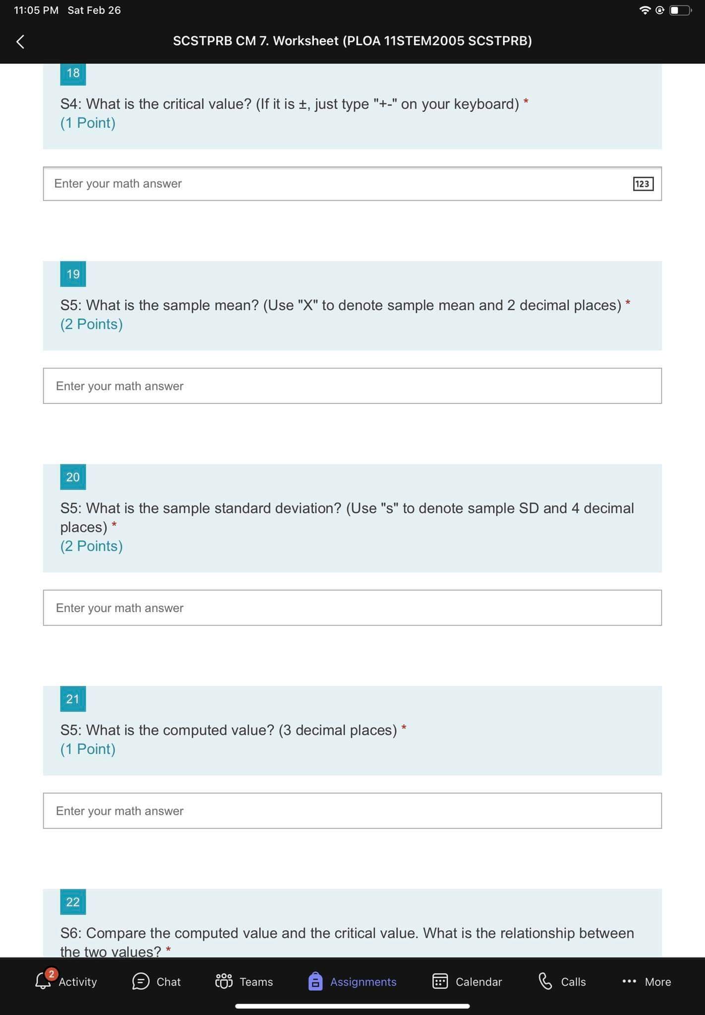 What type of test to use? * (1 Point) C) Two-tailed Test