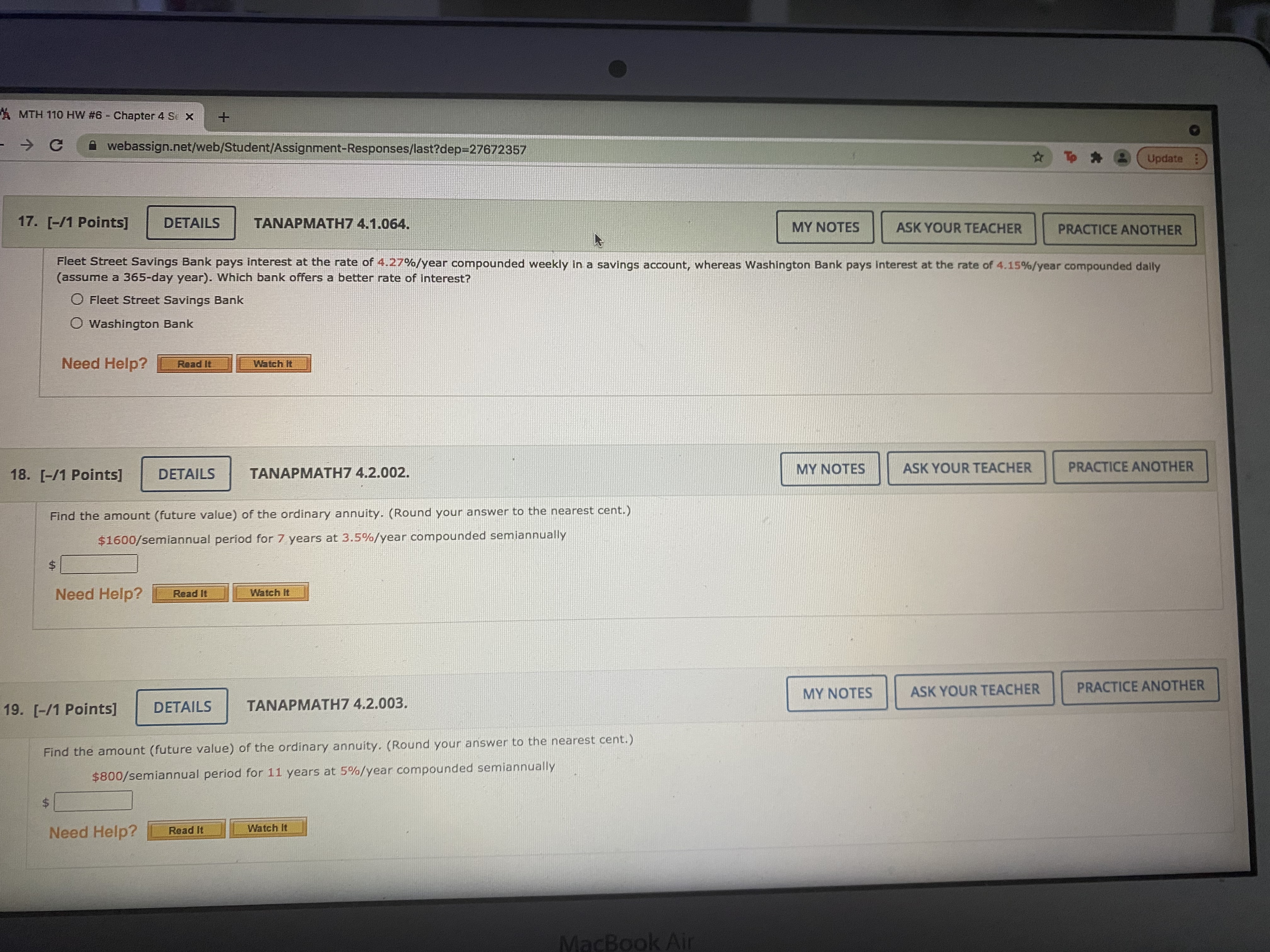 help please plsss A MTH 110 HW #6 - Chapter 4 Se