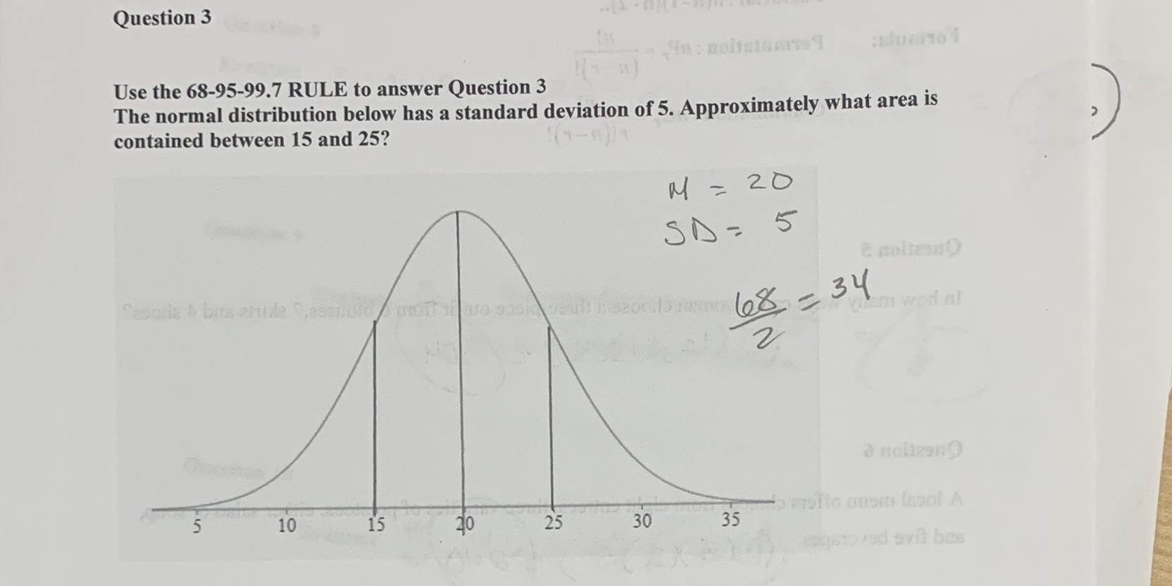  Question 3 Use the 68-95-99.7 RULE to answer Question 3 The