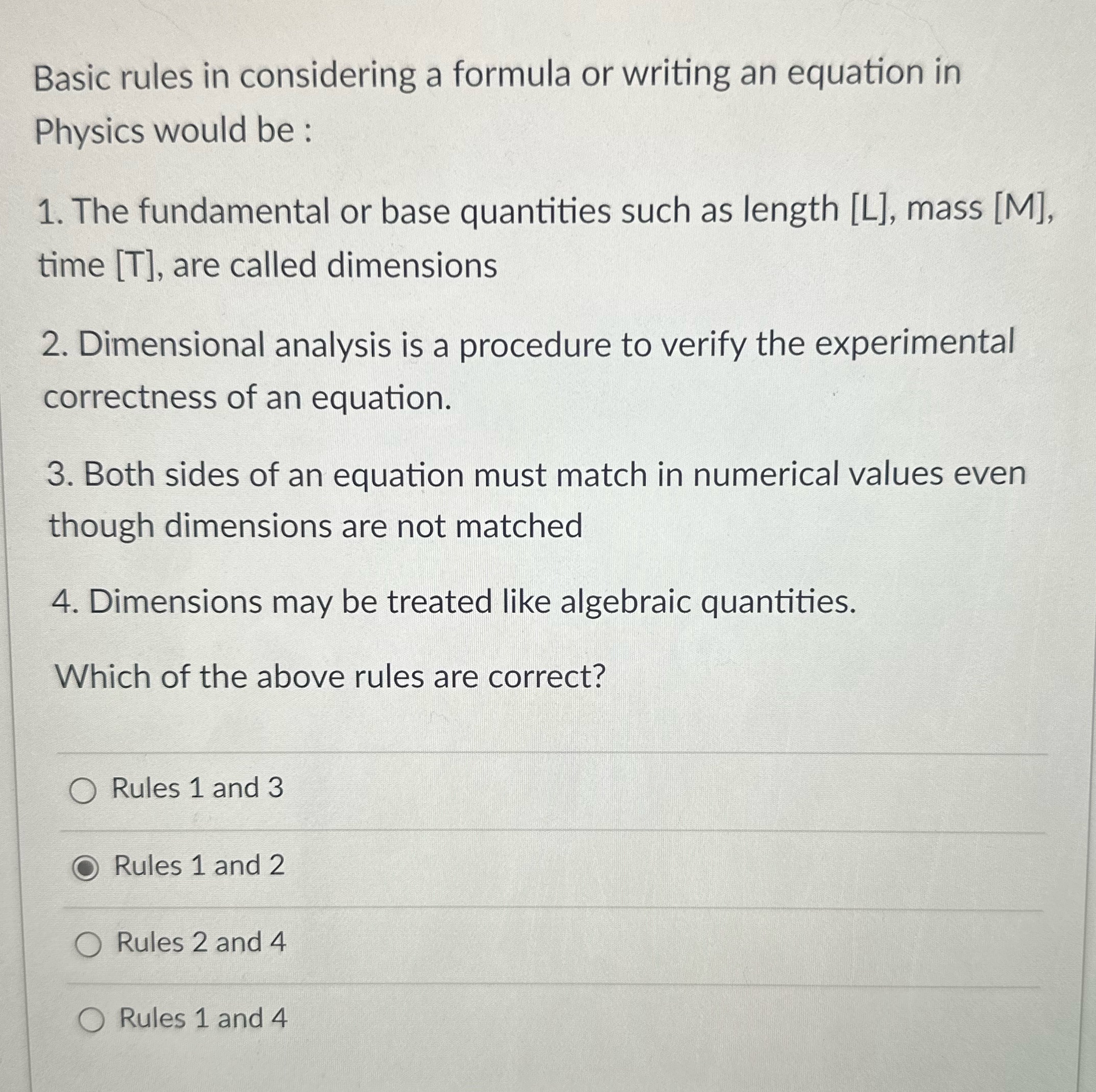  Basic rules in considering a formula or writing an equation in