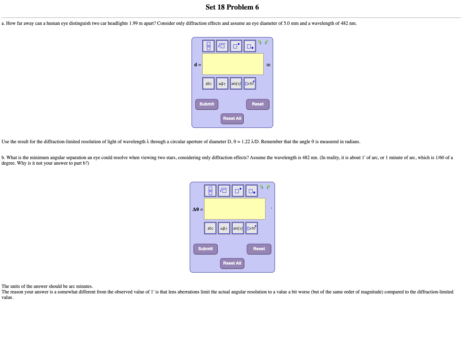 The class is about heat, waves, and light. The website wants exactly