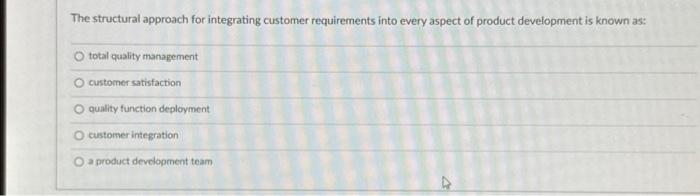  The structural approach for integrating customer requirements into every aspect of