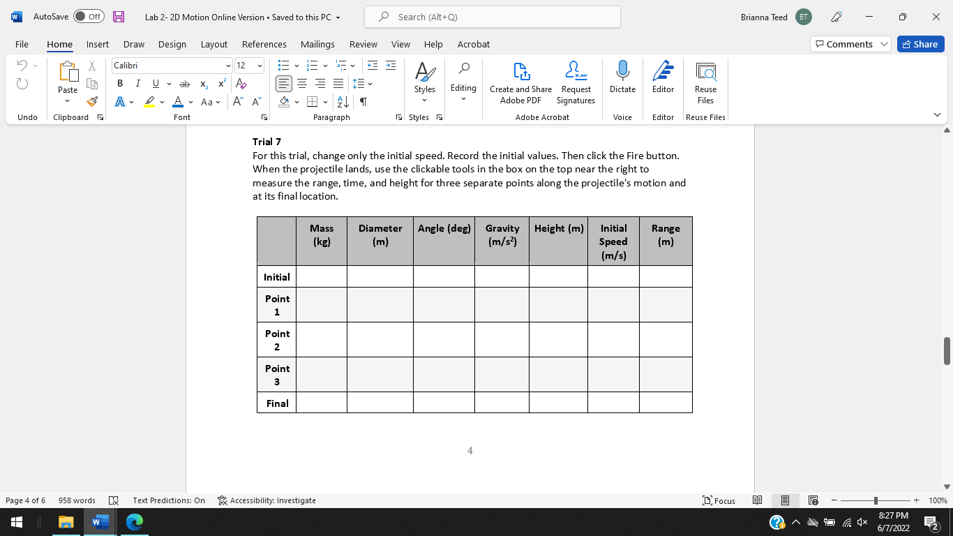 Version Start by going to the following website (PHeT Projectile Motion Simulation: