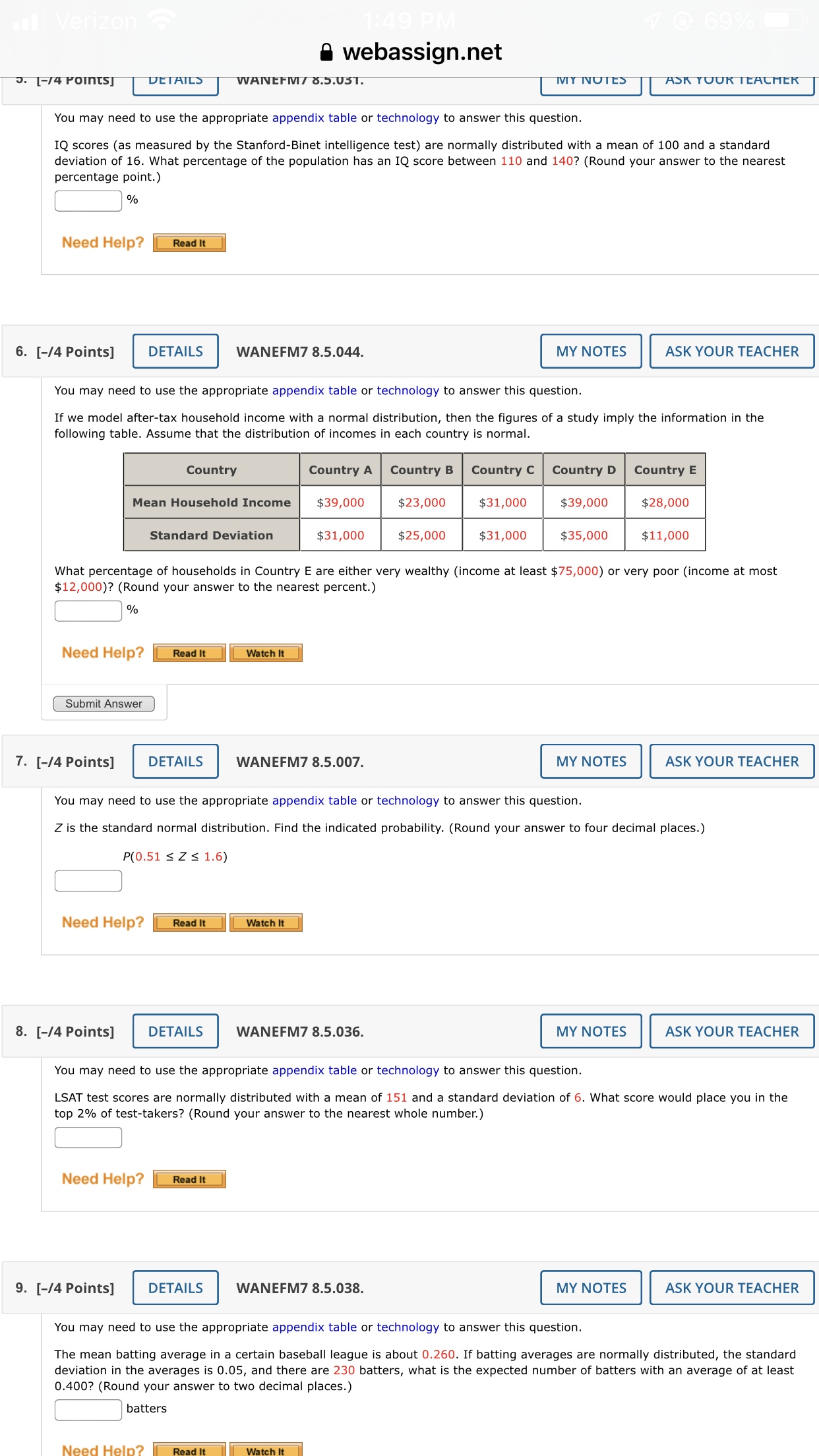  webassignnet You may need to use the appropriate appendix table or