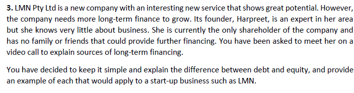 please. explain in detail. 3. LMN Pty Ltd is a new company