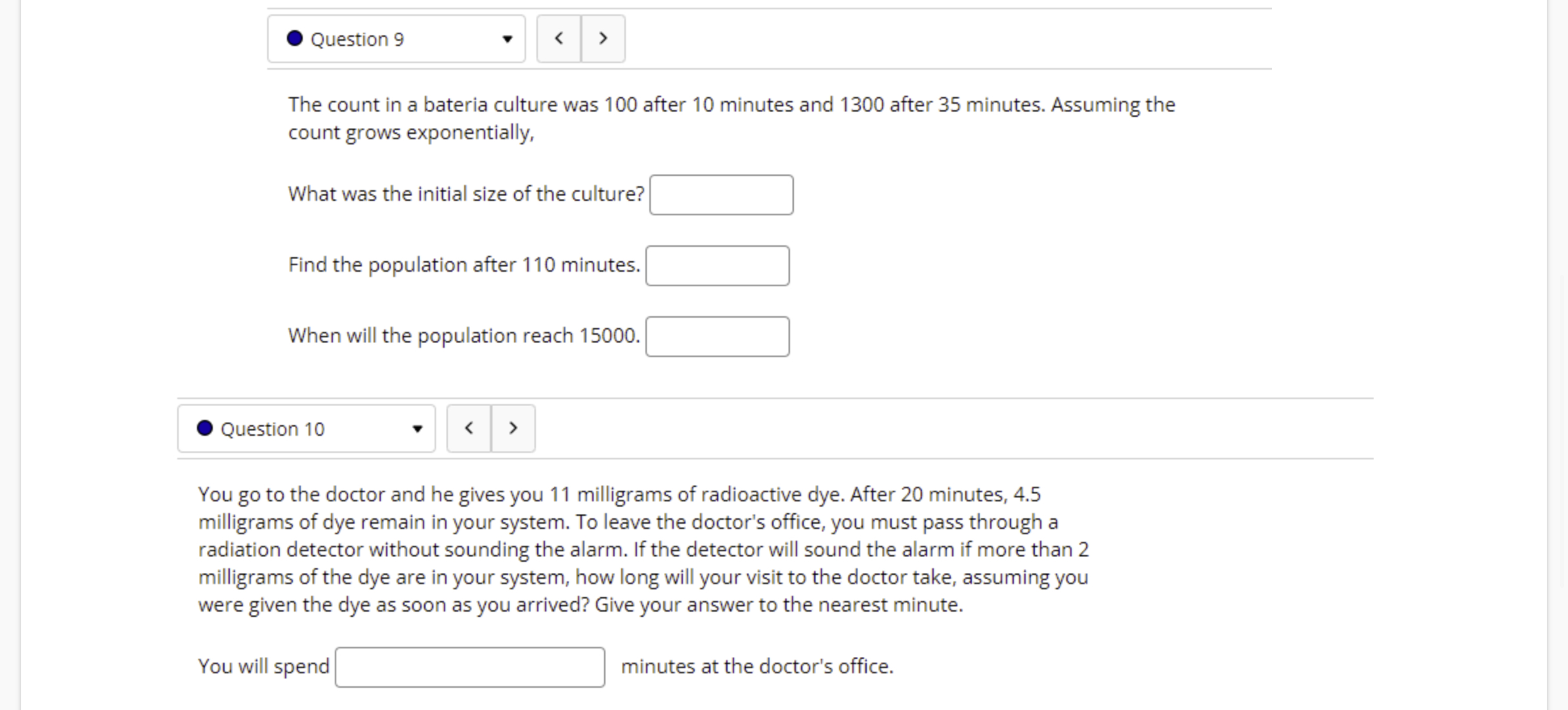 form f(t) = ab' Give answers accurate to three decimal places .Questions