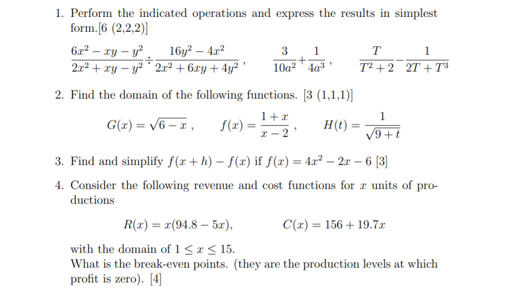1) Questions picture posted down below: Solve step by step. . Perform