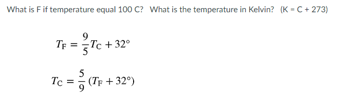 the following formula. TF = To + 320 To = (TF +