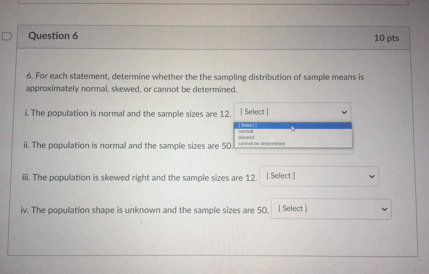 For the questions that have selecting choices, each of question have same
