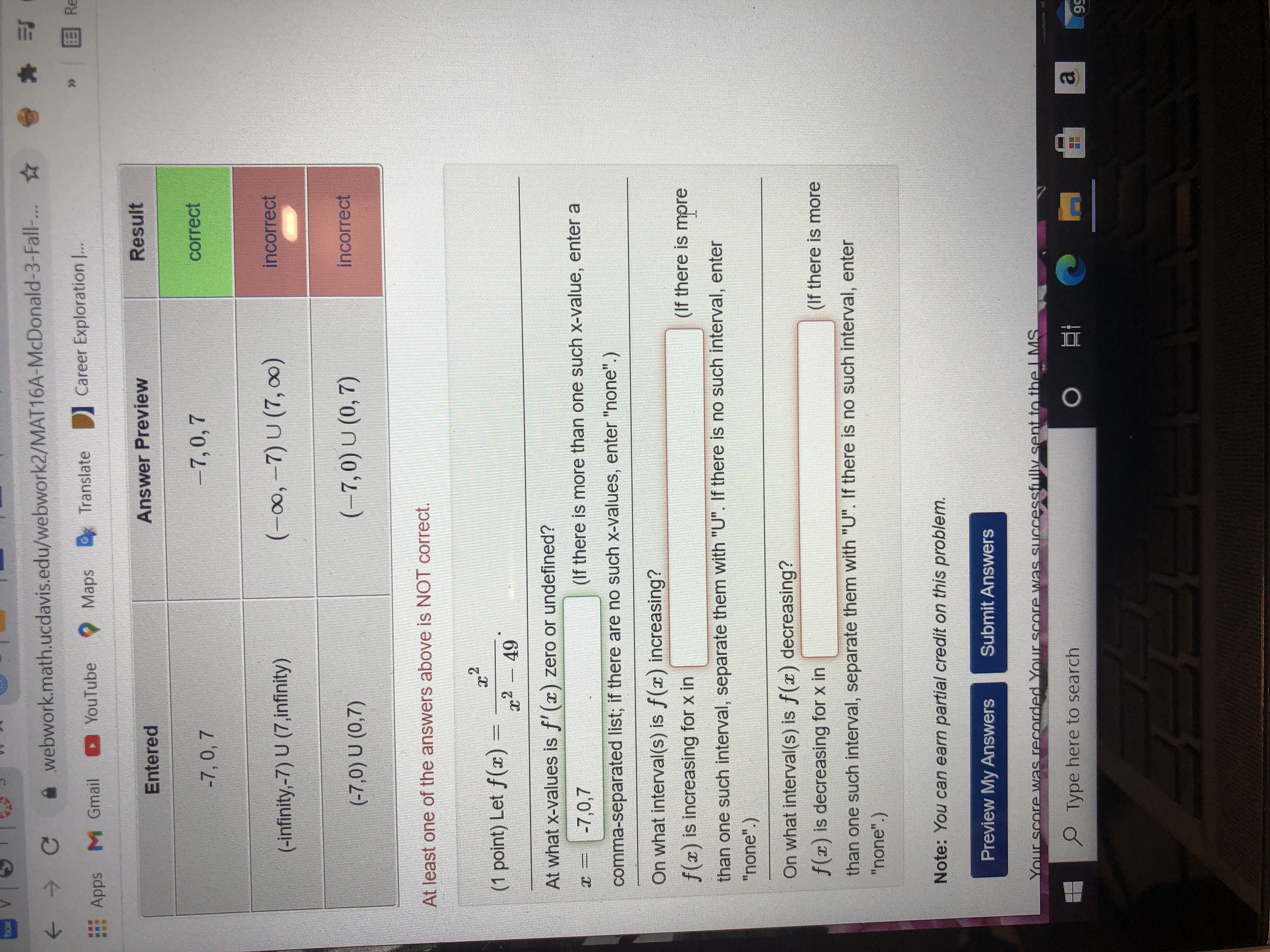  box C webwork.math.ucdavis.edu/webwork2/MAT16-McDonald-3-Fall-... Apps M Gmail YouTube Maps Translate Career Exploration