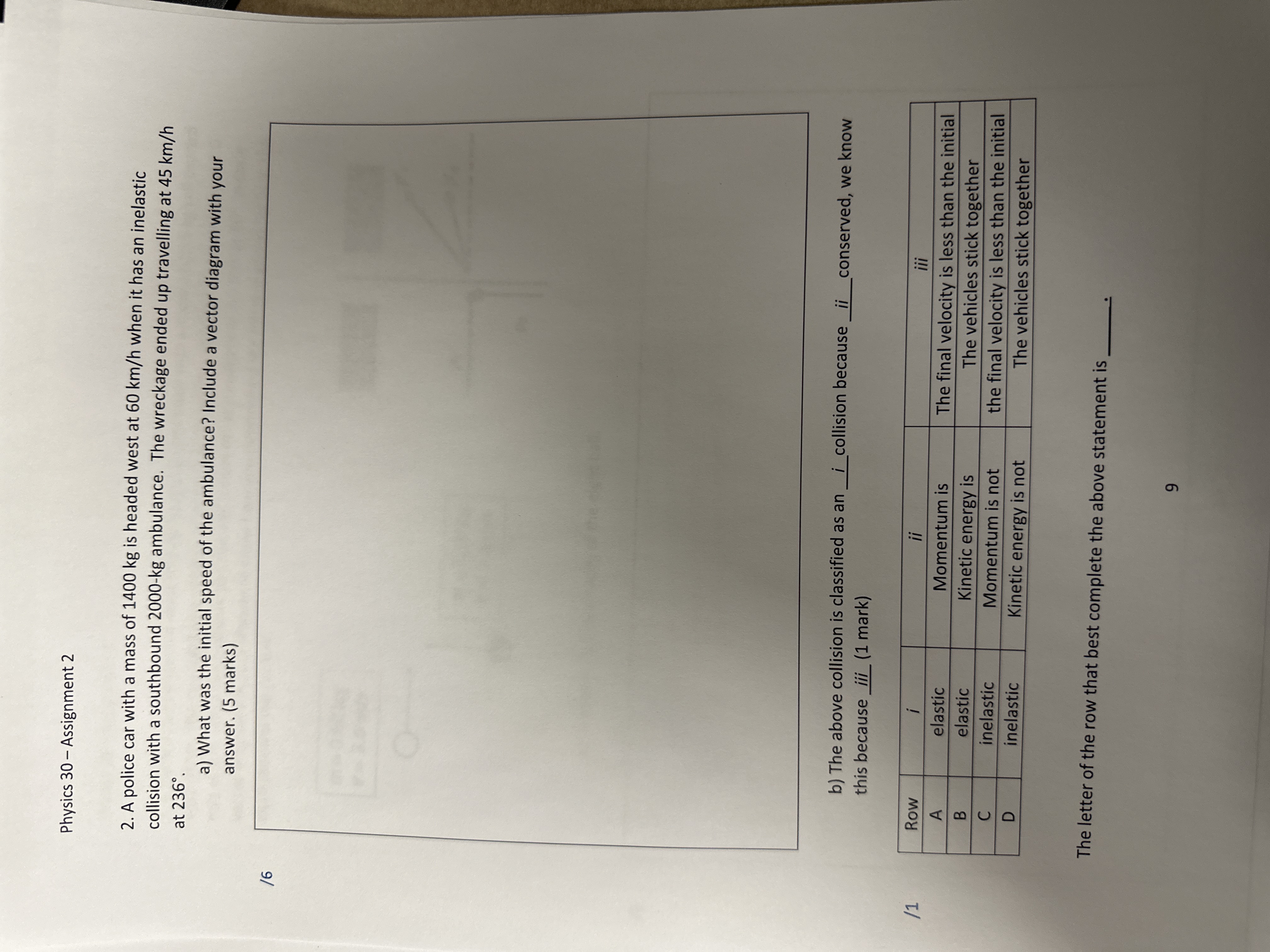  Physics 30 - Assignment 2 2. A police car with a