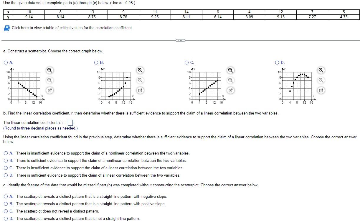 Use the given data set to complete parts (a) through (c)