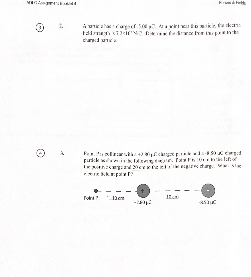  ADLC Assignment Booklet 4 Forces & Fields 3 2. A particle