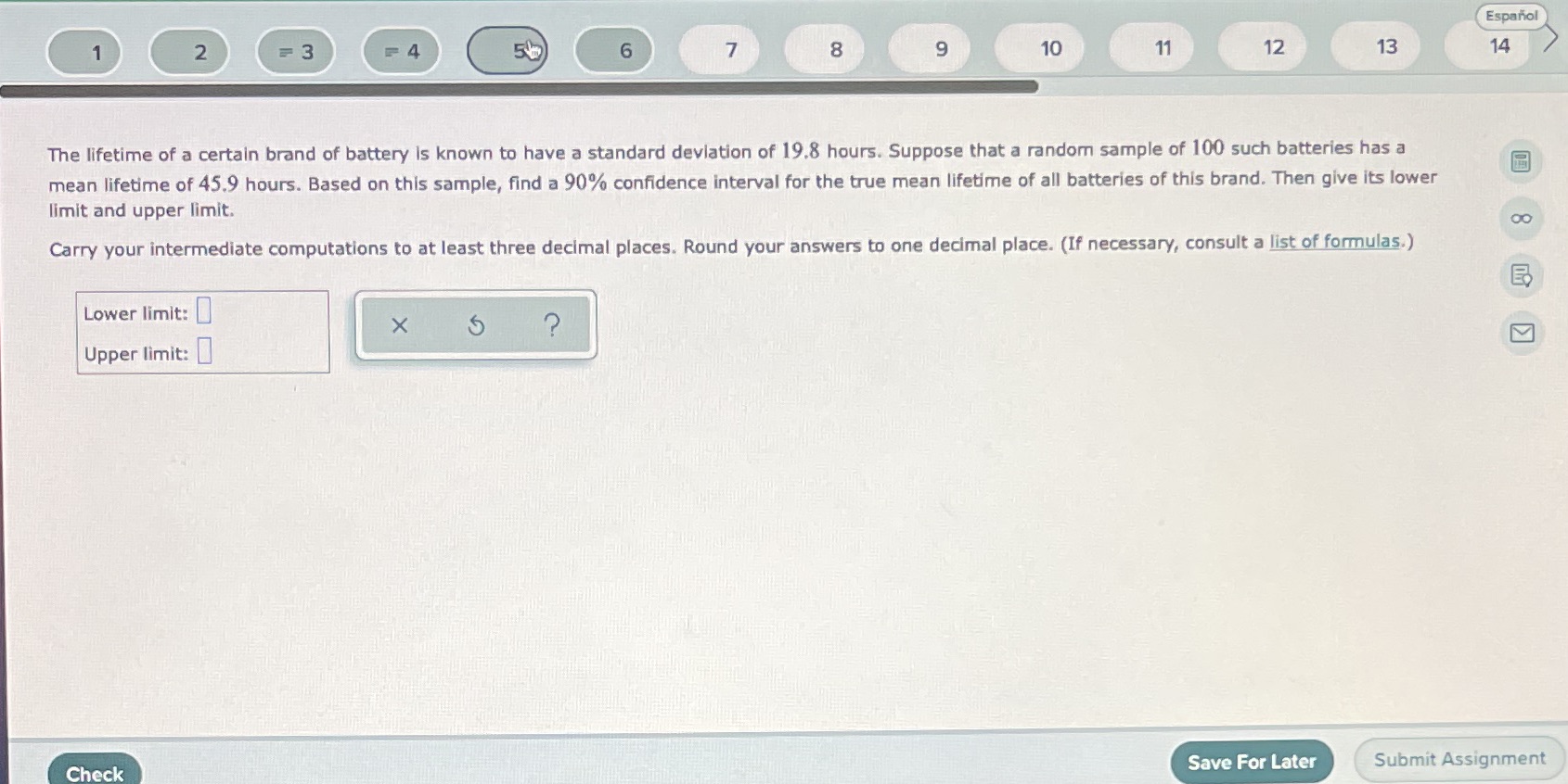  C Espanol 2 = 3 = 4 6 7 8 9