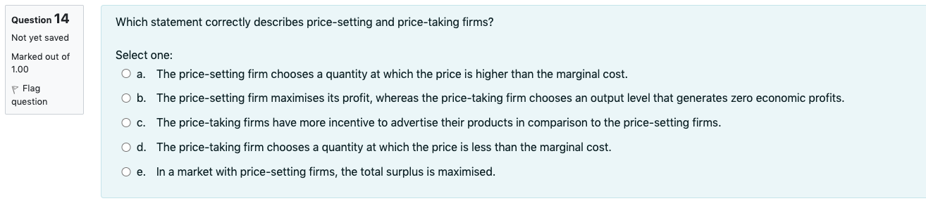 13 The diagram shows the demand and the supply curves for a