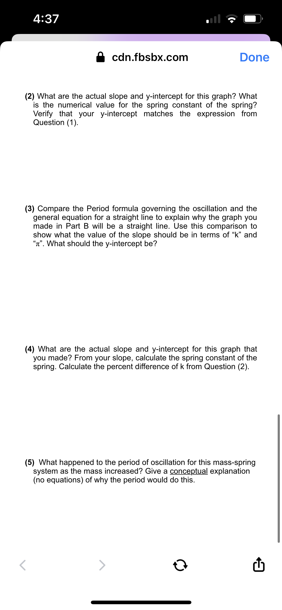 make a graph with mg on the y-axis and spring length on